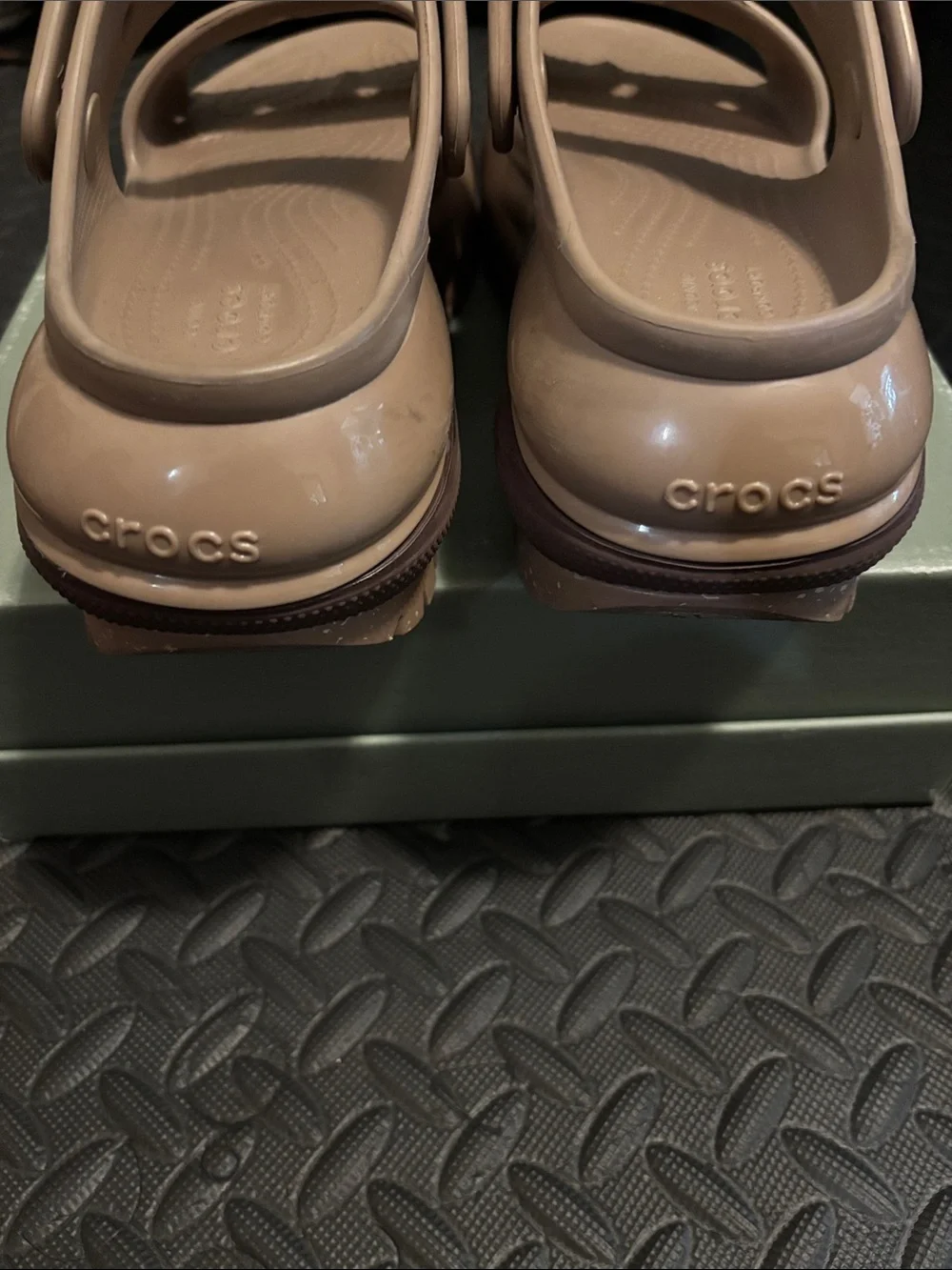 CROCS Kids Tan Double-Strap Slide Sandals
